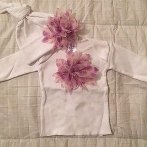 Tulle Flower Hat And Shirt Set